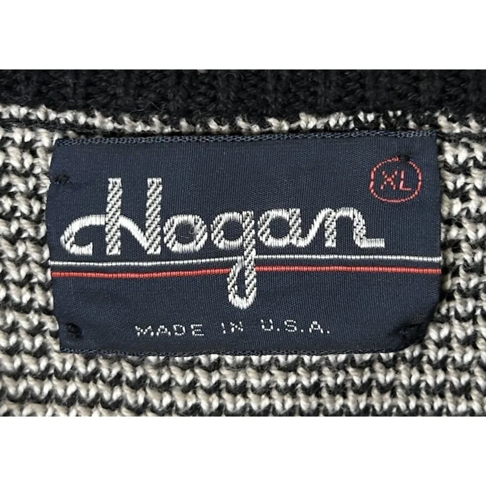 Ben Hogan Sweater‎ Mens Size XL Golf USA Geometric Print Black White Tan Cotton